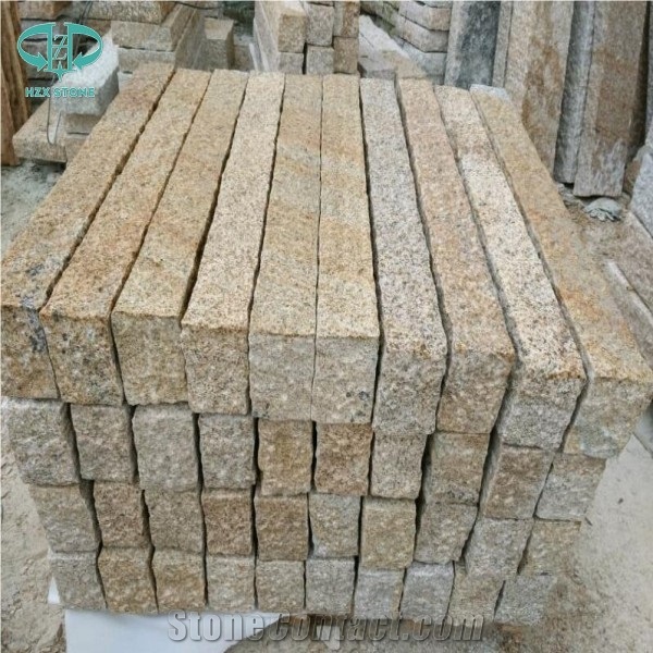 China Yellow Granite G682 Stone Garden & Palisade,Rusty Yellow Granite Stone Pineapple Natural Finished Garden Wall