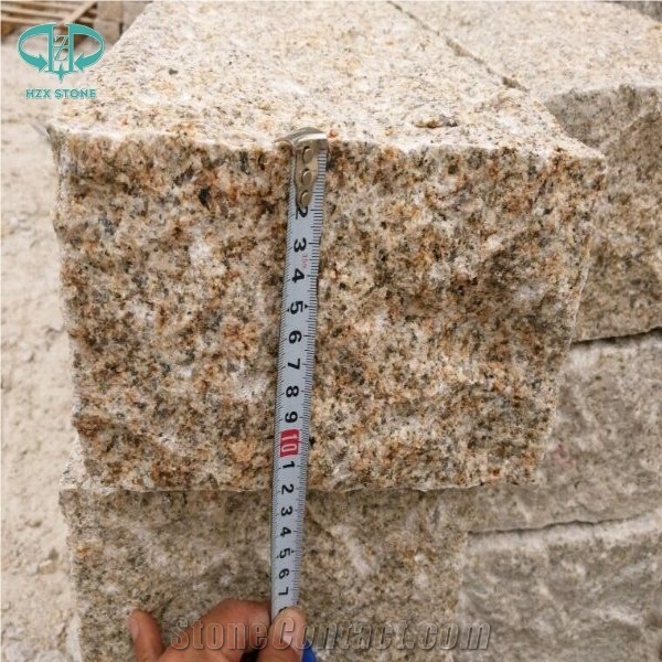 China Yellow Granite G682 Stone Garden & Palisade,Rusty Yellow Granite Stone Pineapple Natural Finished Garden Wall