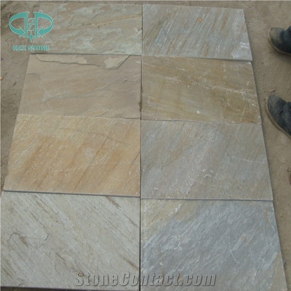 China Yellow Wooden Slate Tile, Yellow Slate Stone, Wooden Slate, Multicolor Slate, Beige Slate, Slate Floor Tile, Slate French Pattern