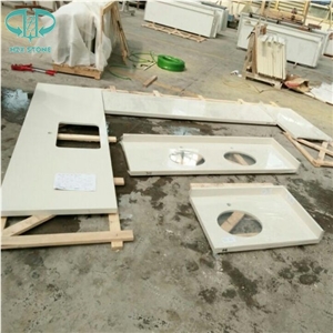Chinese Artificial Quartz Factory Custom White Quartz Kitchen Countertops Island Tops Solid Surface