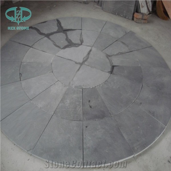 Chinese Black Slate Circle Garden Paving, Green Slate, Blue Slate Slate Patio Pattern, Circle Medallions