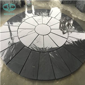Chinese Black Slate Circle Garden Paving, Green Slate, Blue Slate Slate Patio Pattern, Circle Medallions
