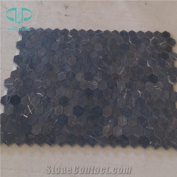 Chinese Dark Emperador Mosaic, Antique Brown Mosaic,Honed Hexagon Mosaic, Stone Mosaic for Floor and Wall