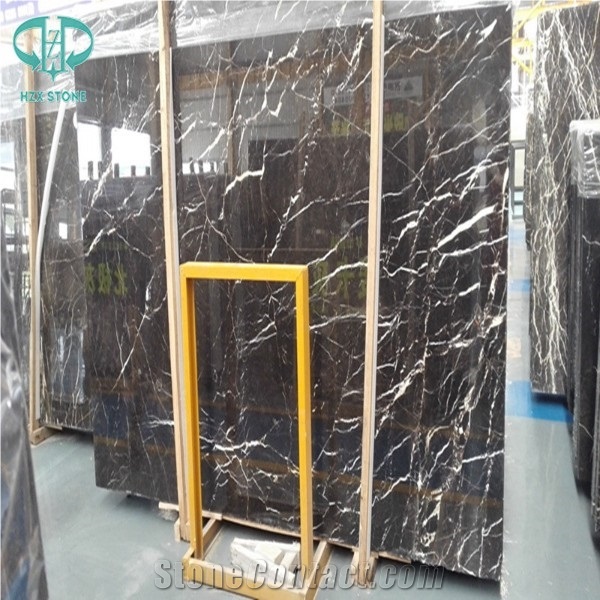 Chinese St. Laurent Black Marble Slabs for Flooring Building Material