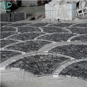 Chinese Zp Black Basalt Fan Pattern Cobble Stone,Basalt Cobble Stone Cube Stone,Paving Sets for Country Yard,Road,Square,Patio,Garden,Driveway