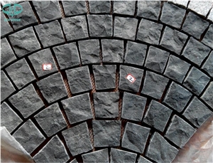 Chinese Zp Black Basalt Fan Pattern Cobble Stone,Basalt Cobble Stone Cube Stone,Paving Sets for Country Yard,Road,Square,Patio,Garden,Driveway