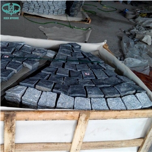 Chinese Zp Black Basalt Fan Pattern Cobble Stone,Basalt Cobble Stone Cube Stone,Paving Sets for Country Yard,Road,Square,Patio,Garden,Driveway