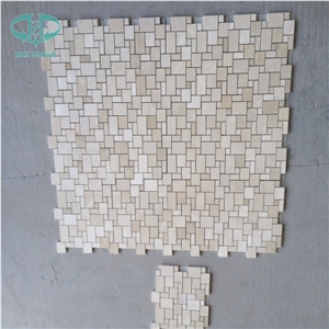 Cream Marfil Marble Mosaic, French Pattern Wall Mosaic, Beige Marble Mosaic Tile