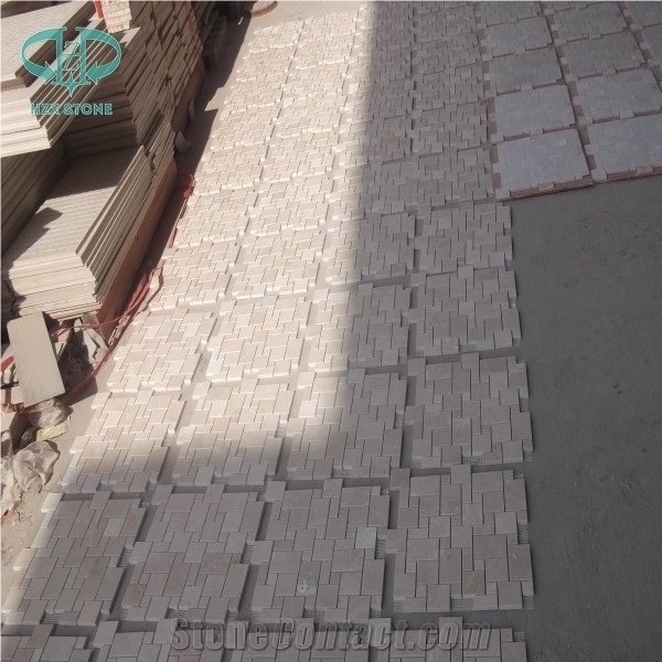 Cream Marfil Marble Mosaic, French Pattern Wall Mosaic, Beige Marble Mosaic Tile