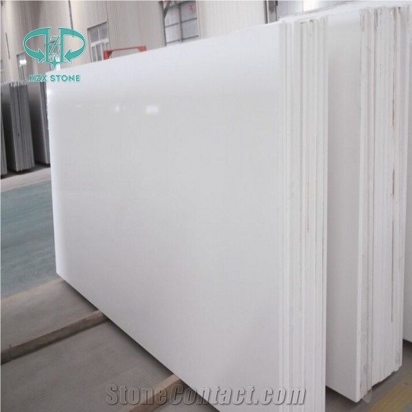 Crystal White Quartz Stone/Solid Surface Engineered Stone Tiles & Slabs for Hotel Kitchen Bathroom Decoration High Gloss and Hardness