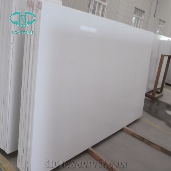 Crystal White Quartz Stone/Solid Surface Engineered Stone Tiles & Slabs for Hotel Kitchen Bathroom Decoration High Gloss and Hardness