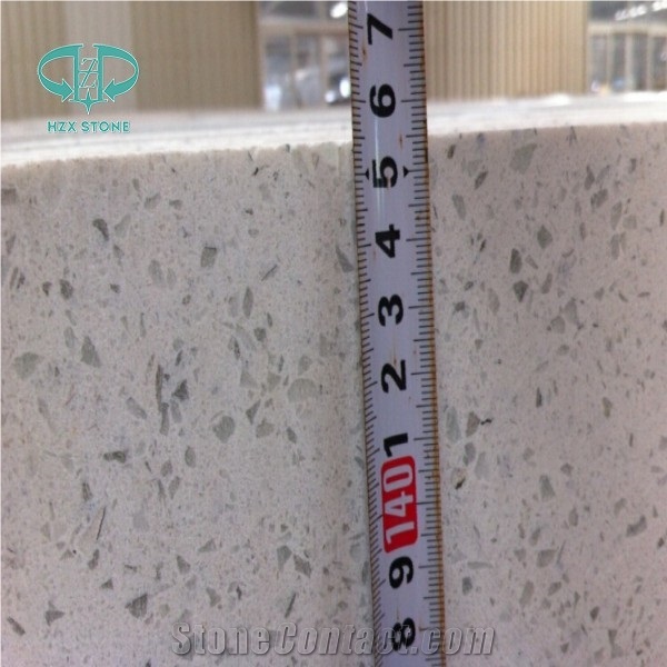 Crystal White Quartz Stone/Solid Surface Engineered Stone Tiles & Slabs for Hotel Kitchen Bathroom Decoration High Gloss and Hardness