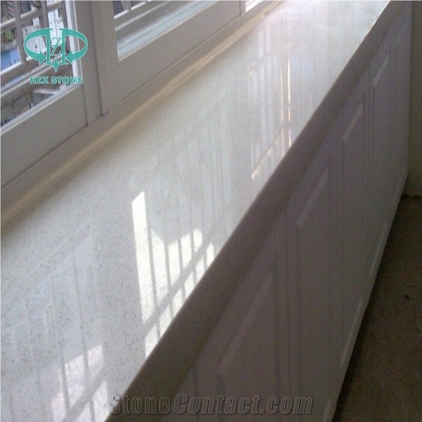 Crystal White Quartz Stone/Solid Surface Engineered Stone Tiles & Slabs for Hotel Kitchen Bathroom Decoration High Gloss and Hardness