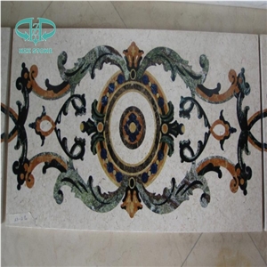 Floor Waterjet Medallions, Square Medallions, Marble Inlay Wall Tiles, Dark Emperador,Green Marble