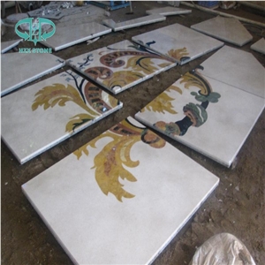 Floor Waterjet Medallions, Square Medallions, Marble Inlay Wall Tiles, Dark Emperador,Green Marble