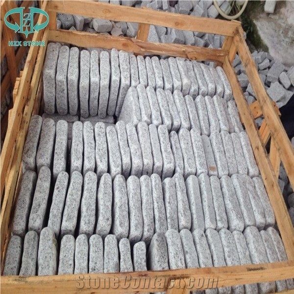 G601 Natural Finished Grey Granite Cubestone,China Grey Granite G601 Cobble Stone,Tumbled Surface