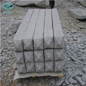 G603 Granite Garden Stone Pillars/China Sesame White Grey Granite Pineappled Palisade Landscaping Stone