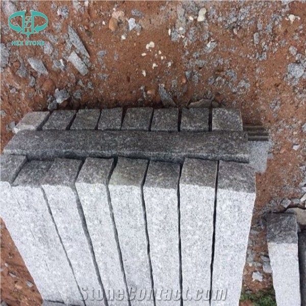 G603 Granite Garden Stone Pillars/China Sesame White Grey Granite Pineappled Palisade Landscaping Stone
