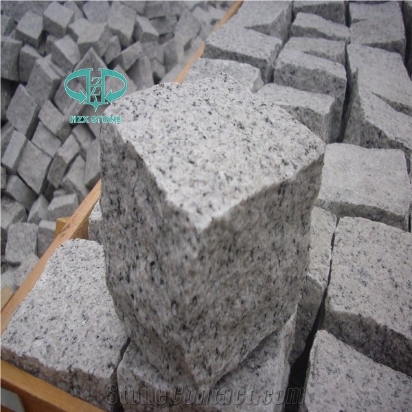G603 Grey Granite Cube Stone, Bianco Granite, Cobble Stone, Paving Stone