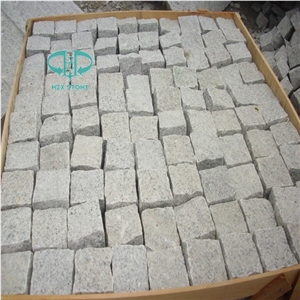 G603 Grey Granite Cube Stone, Bianco Granite, Cobble Stone, Paving Stone