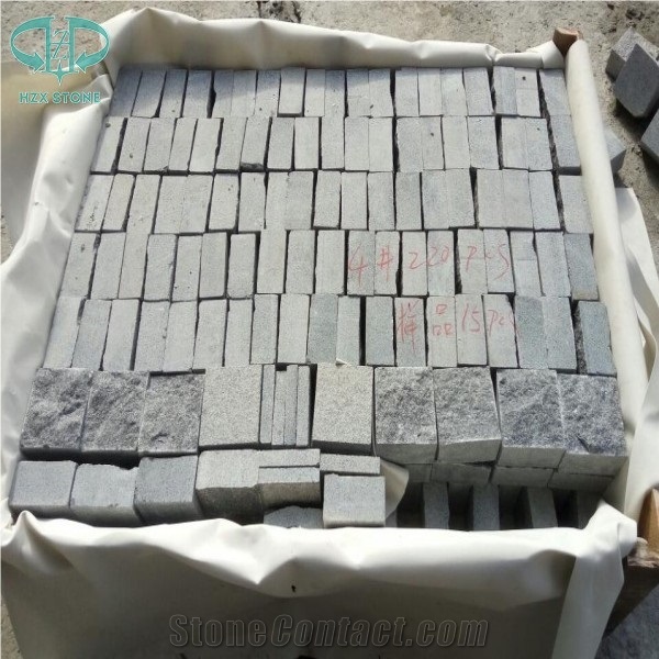 G654 Chinese Granite Cubestone,Padang Dark, Sesame Grey, China Impala Black,Dark Grey Granite Cubestone Pavers,Exterior Pattern for Landscaping Stone,Driveway Paving Cubestone