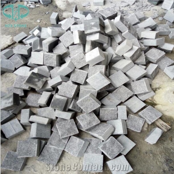 G654 Chinese Granite Cubestone,Padang Dark, Sesame Grey, China Impala Black,Dark Grey Granite Cubestone Pavers,Exterior Pattern for Landscaping Stone,Driveway Paving Cubestone