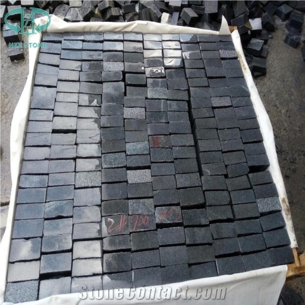 G654 Chinese Granite Cubestone,Padang Dark, Sesame Grey, China Impala Black,Dark Grey Granite Cubestone Pavers,Exterior Pattern for Landscaping Stone,Driveway Paving Cubestone