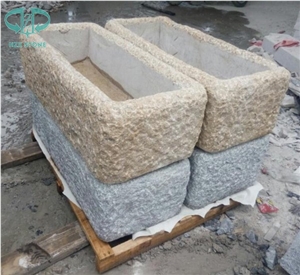 G682 Flower Pot,Rustic Yellow, G603 Light Grey Flower Pot Granite Garden Flower Pots,Exterior Decoration