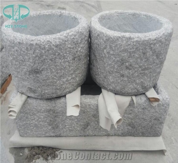 G682 Flower Pot,Rustic Yellow, G603 Light Grey Flower Pot Granite Garden Flower Pots,Exterior Decoration