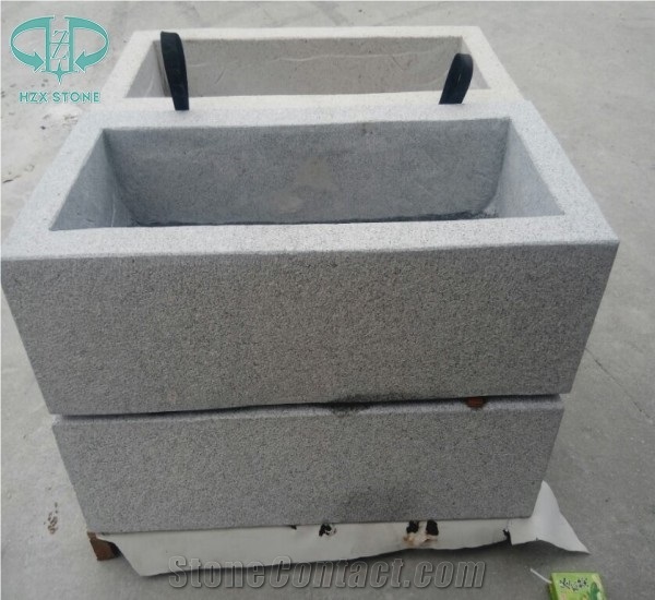 G682 Flower Pot,Rustic Yellow, G603 Light Grey Flower Pot Granite Garden Flower Pots,Exterior Decoration