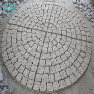 G682 Granite,Misty Rusty Yellow,Giallo Rusty, Desert Gold,Giallo Fantasia,Giallo Ming, Giallo Rustic, Gold Leaf China, Golden Peach, Padang Amarillo Tumbled Natural Flame Cube Paver Pattern Cubestone