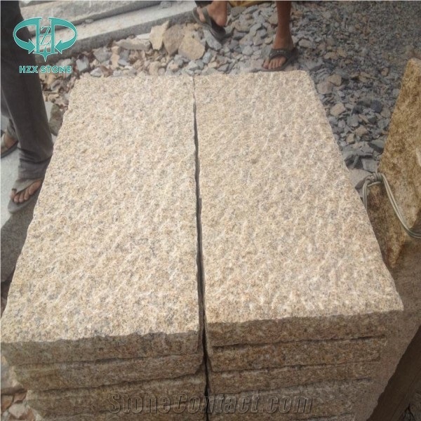 G682 Granite,Misty Rusty Yellow, Giallo Rusty, Desert Gold,Giallo Fantasia,Giallo Ming, Giallo Rustic, Gold Leaf China, Golden Peach, Padang Amarillo Flames Bush Hammered Pineapple Pavers