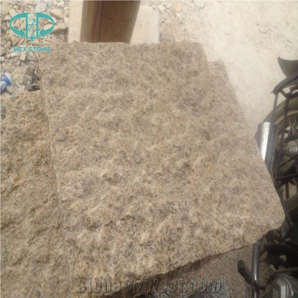 G682 Granite,Misty Rusty Yellow, Giallo Rusty, Desert Gold,Giallo Fantasia,Giallo Ming, Giallo Rustic, Gold Leaf China, Golden Peach, Padang Amarillo Flames Bush Hammered Pineapple Pavers