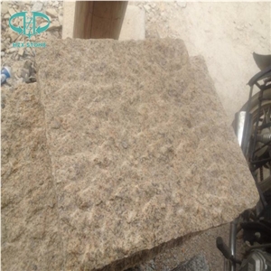 G682 Granite,Misty Rusty Yellow, Giallo Rusty, Desert Gold,Giallo Fantasia,Giallo Ming, Giallo Rustic, Gold Leaf China, Golden Peach, Padang Amarillo Flames Bush Hammered Pineapple Pavers