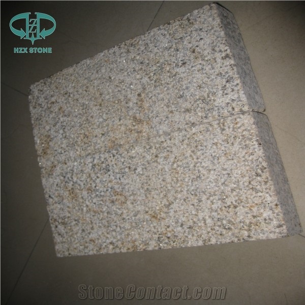 G682 Granite Mushroom Stone, Yellow Granite Mushroomed Cladding, Rusty Yellow Granite Wall Cladding, Rustic Stone Covering