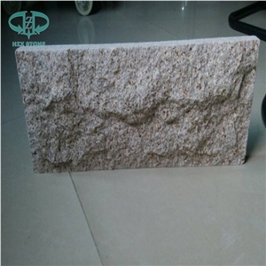 G682 Granite Mushroom Stone, Yellow Granite Mushroomed Cladding, Rusty Yellow Granite Wall Cladding, Rustic Stone Covering