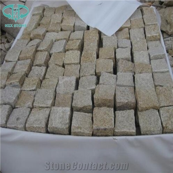 G682 Yellow Beige Granite Bushhamered Paving Stone Fan Shape Patio Walkway Driving Terrace Pavers/Floor Paving