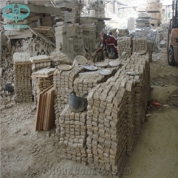 G682 Yellow Granite Cube Stone & Pavers, Paving Tile, Cubic, Flooring Tile, Cobble Stone