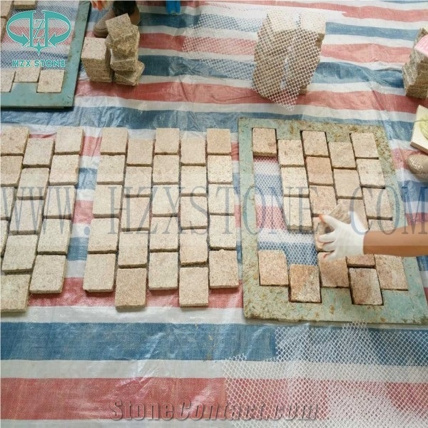 G682 Yellow Granite Cube Stone & Pavers, Paving Tile, Cubic, Flooring Tile, Cobble Stone
