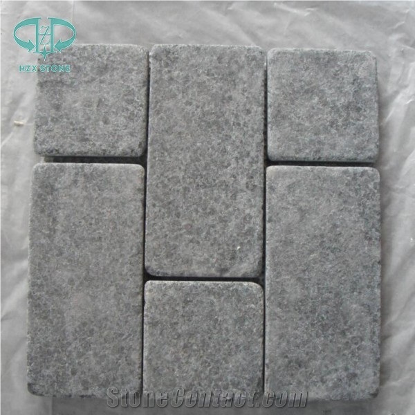 G684 Basalt Split Cobble Stone, Black Basalt Cube Stone, Ash Black Paving Sets,Black Pearl Floor Covring, Dark Grey Walkway Paver