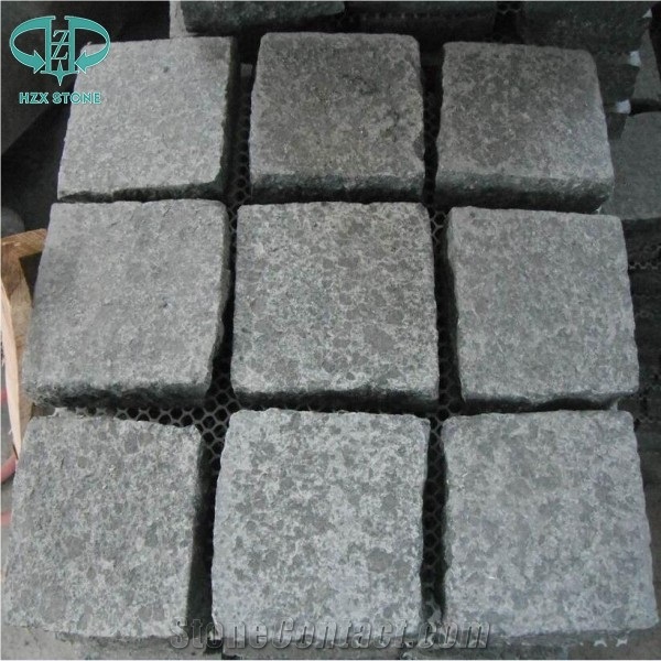 G684 Black Basalt Cobble Stone with Mesh Net,Cube Stone,Paving Sets,Paving Setts,Paving Stone,Pavers for Countryard Road,Garden,Stepping,Driveway,Walkway Pavers,Patio,Landscape Stone,Terrace