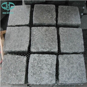 G684 Black Basalt Cobble Stone with Mesh Net,Cube Stone,Paving Sets,Paving Setts,Paving Stone,Pavers for Countryard Road,Garden,Stepping,Driveway,Walkway Pavers,Patio,Landscape Stone,Terrace