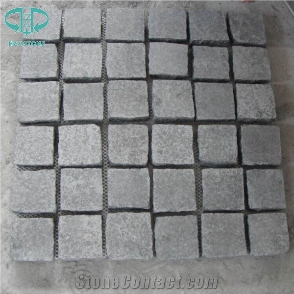 G684 Black Basalt Cobble Stone with Mesh Net,Cube Stone,Paving Sets,Paving Setts,Paving Stone,Pavers for Countryard Road,Garden,Stepping,Driveway,Walkway Pavers,Patio,Landscape Stone,Terrace