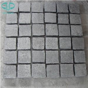 G684 Black Basalt Cobble Stone with Mesh Net,Cube Stone,Paving Sets,Paving Setts,Paving Stone,Pavers for Countryard Road,Garden,Stepping,Driveway,Walkway Pavers,Patio,Landscape Stone,Terrace