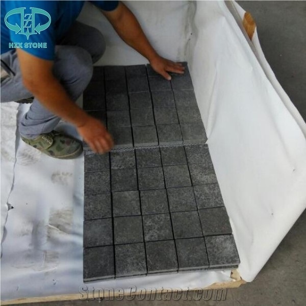 G684 Black Basalt Paving Setts on Mesh Net,Cobble Stone,Cube Stone,Paving Sets,Paving Stone,Pavers for Countryard Road,Garden,Stepping,Driveway,Walkway Pavers,Patio,Landscape Stone,Terrace