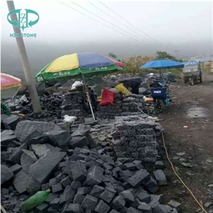 G684 Black Pearl Fuding Black Crystal Black Basalt Cobble Stone Pavers