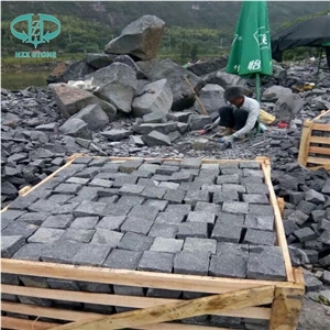G684 Black Pearl Fuding Black Crystal Black Basalt Cobble Stone Pavers
