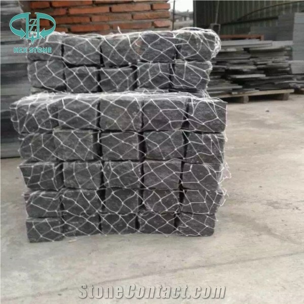 G684 Black Pearl Fuding Black Crystal Black Basalt Cobble Stone Pavers