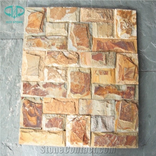 Golden Slate Stone Siding,Stone Wall Veneer Stone,Cultural Stone for Wall