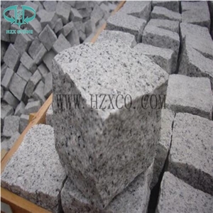 Granite Cobble Stone, Granite Light Grey Cube Stone, G603 Paving Setts, Tumbled Cobble Stone 10x20x2/3cm for Walkway/Driveway/Courtyart Paving